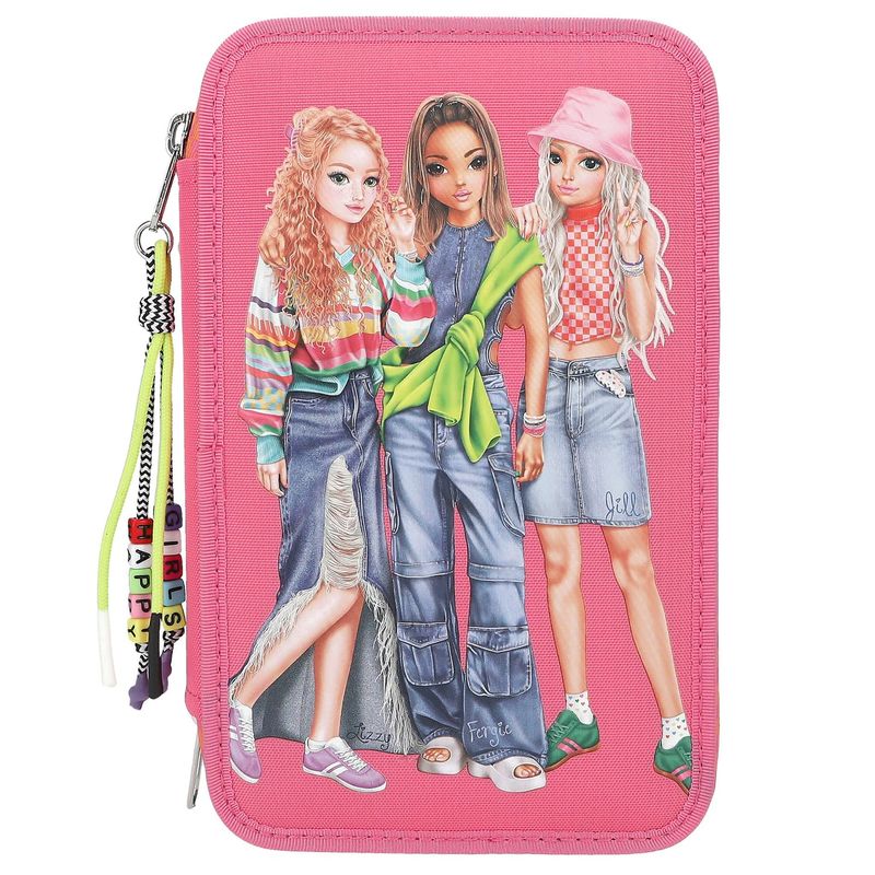 Depesche 12616 Ylvi Rainbow - Filled 3-Compartment Pencil Case With Unicorn Motif And Glitter Ball Pendant, Pencil Case With Colouring Pencils, Ruler, Scissors And Much More