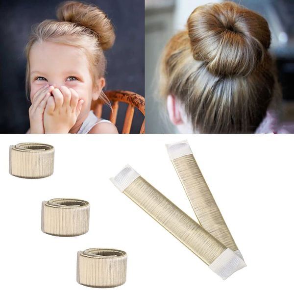 Aisonbo Hair Bun Maker, Size 5.9 inch Magic Bun Shaper Donut Hair Styling for Kids Curler Roller Dish Headbands,3 Pack,Blonde