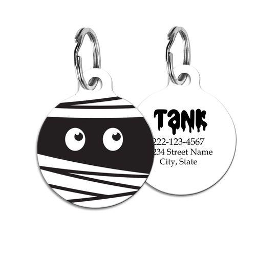 Halloween Mummy Pet ID Tag for Cats and Dogs, Personalized Charm