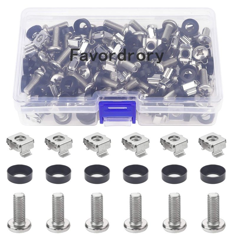 Favordrory M6 x 16mm Rack Mount Cage Nuts, Screws and Washers for Rack ...