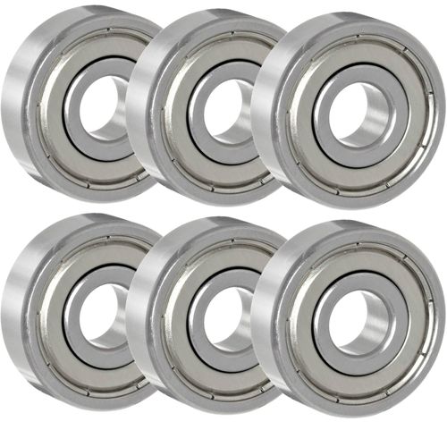 6 pieces 608 ZZ ball bearings, scooters, inline skates, suitable for ABEC bearings, metal double shielded miniature deep groove ball bearings for skateboard, 8 mm x 22 mm x 7 mm