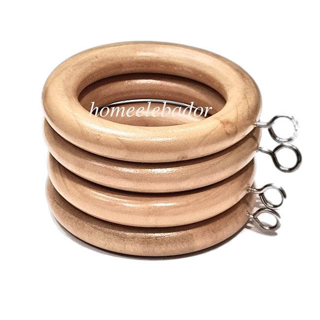 Homeelabador 45mm Wooden Curtain Hanging Ring hooks with Eyes Natural Wood Curtain Rings Pack of 18.