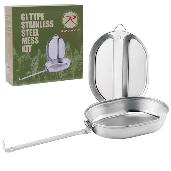 G.I. Type Stainless Steel Mess Kit - Frying Pan And Plate Combination