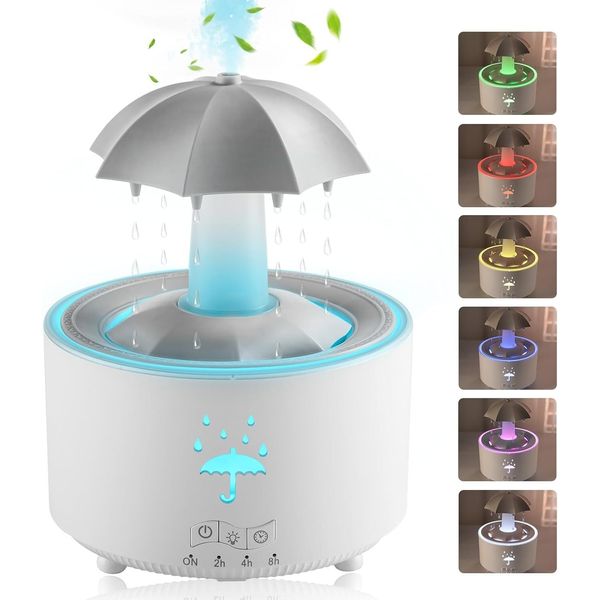 Rain Umbrella Humidifier Aroma Diffuser Water Drip Effect 7 Colors Mood Light