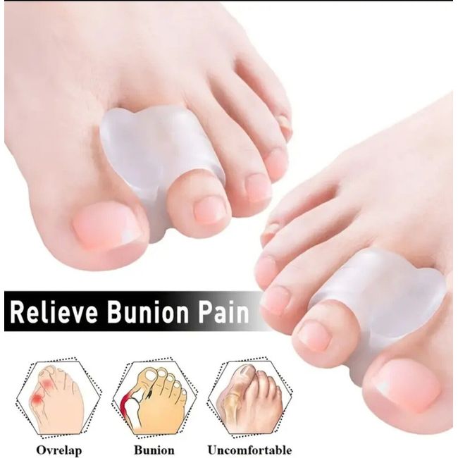 2 Pair Silicone Toe Separators Gel For Bunion Support And Relief Purple