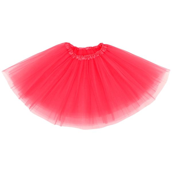 Simplicity Womens Elastic 3 Layered Tulle Tutu Skirt Ruffle Pettiskirt, Hot Pink