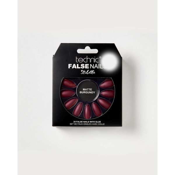 Technic False Nails - Stiletto, Matte Burgundy (6pcs) (29135) (£1.08/each) T/Nail-8