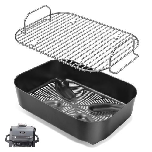 SafBbcue Combo Crisper Basket & Smoke Rack for 7 in 1 Ninja Woodfire OG700 Series Outdoor Grills, XSKCRSPBKT Air Fryer Basket and Roast Rack for Ninja Woodfire Grill OG701 OG751 Accessories, Non-Stick