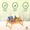 Bamboo Bed Tray Table with Handles and Folding Legs - Kitchen Serving Tray