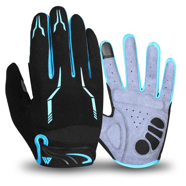 WESTWOOD FOX WFX Fahrradhandschuhe Vollfinger Mountainbike Handschuhe Touchscreen MTB Handschuhe Gepolsterte Anti-Rutsch MTB Rennrad Sporthandschuhe für Damen und Herren (Blau, S)