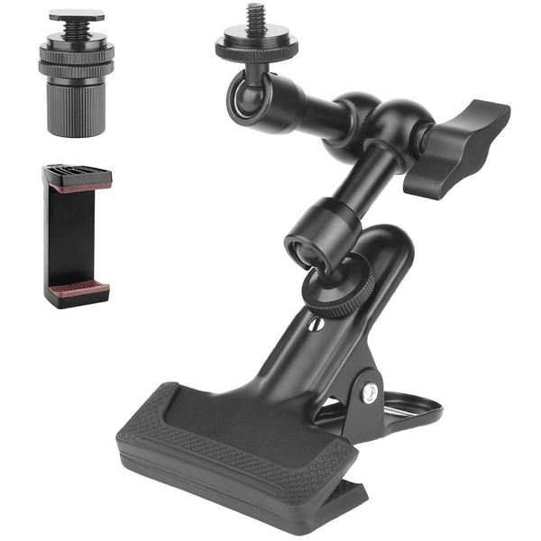 JEBUTU Camera Clip, Magic Arm, 5.5 Inches, Smartphone Holder, Strong Clip, Camera Arm, Ball Head, 360 Degrees, Camera Mount, Shoe Mount, Camera Arm, Clamp Anywhere, Suitable for Smartphones,