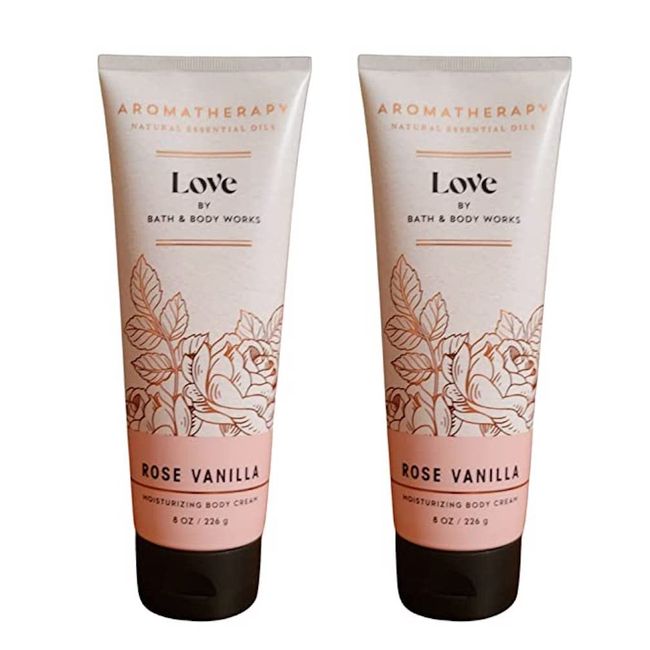 Bath and Body Works Aromatherapy Love Rose Vanilla Ultimate Hydration Body Cream 8 Oz. 2 Pack (Rose Vanilla)