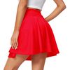 Afibi Women's Casual Basic Versatile Flared Pleated Mini Skater Skirt with Shorts (Medium, Red)