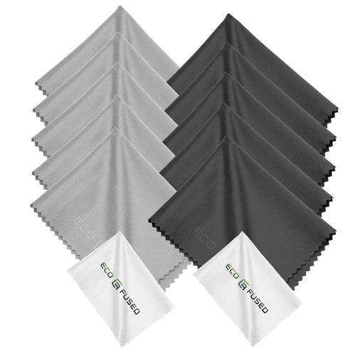 Microfiber Cleaning Cloth - 6 x 7" Black/Grey Microfiber Cloth with White Cleaning Cloth - 12 Pack Microfiber Cleaning Cloth for Glasses & Camera Lens