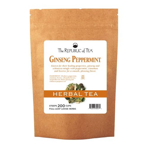 The Republic of Tea Ginseng Peppermint Herbal Full-Leaf Tea, 1 Pound / 200 Cups