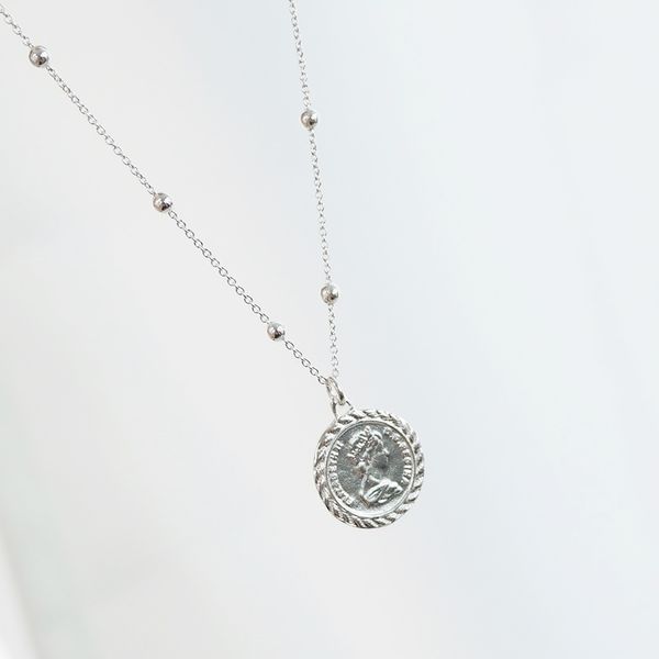 Silver 925 Lady Ball Coin Pendant Layered Silver Necklace