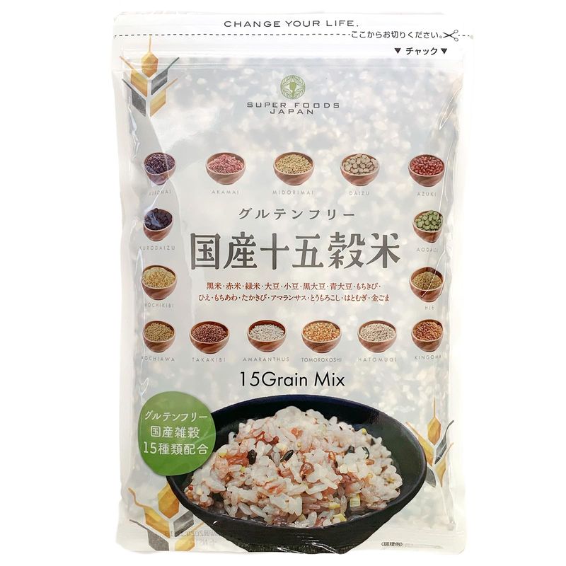 SUPER FOODS JAPAN Carefully Selected Japanese Millet 15 Grain Rice, 15.9 oz (450 g)