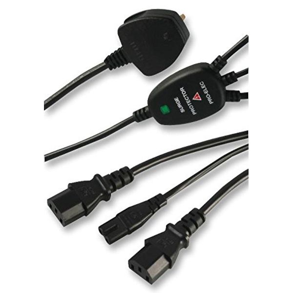 Pro Elec E JUNCTION FIG8 IEC Splitter, 2x IEC + Fig 8 Power Lead with Surge Protector