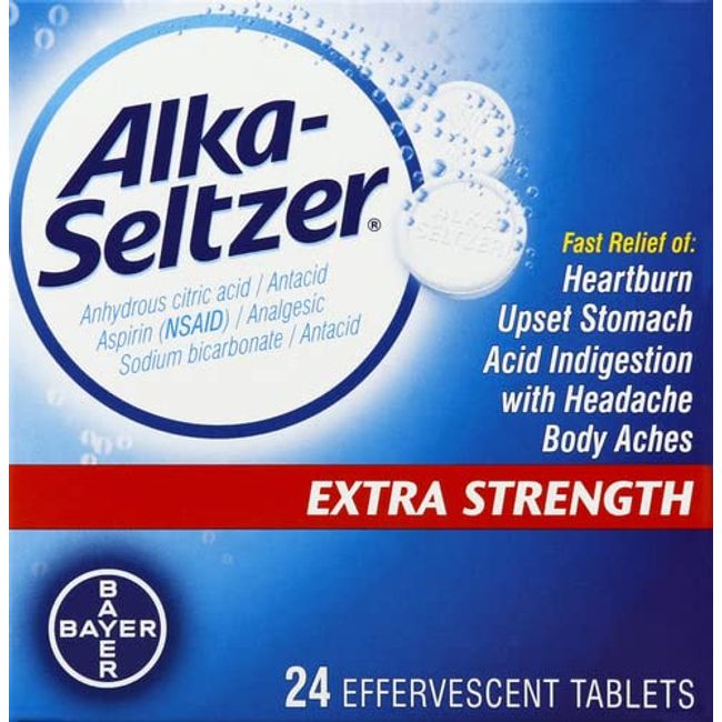Alka-Seltzer Effervescent Extra Strength, 24 Count Pack of 2