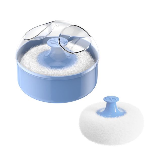 Powder Box Powder Puff Body Powder with Powder Box Empty Blue Powder Box Empty Plastic with Puff, Portable Body Powder Dust Powder Box with Fluff Tassel, for Home and Travel