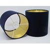 Navy Blue Velvet Brushed Gold Drum Lampshade