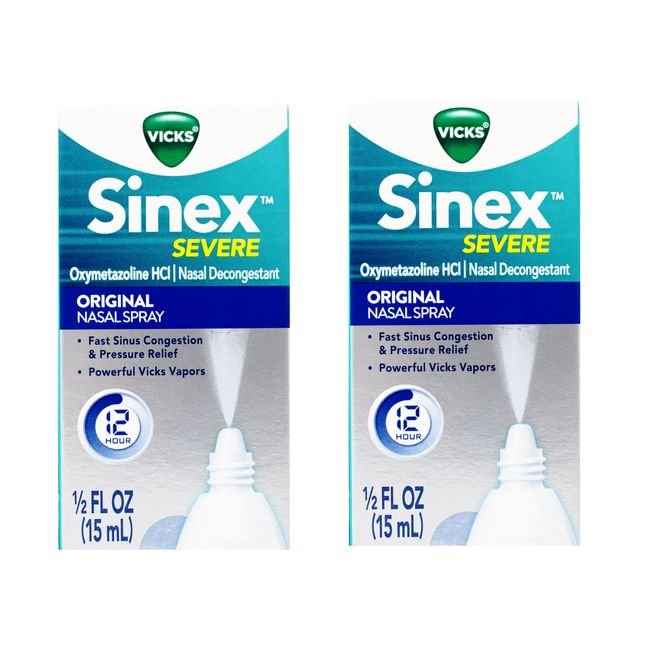 Vicks Sinex Severe Original Nasal Spray Congestion Relief, 0.50 fl oz - 2 Pack