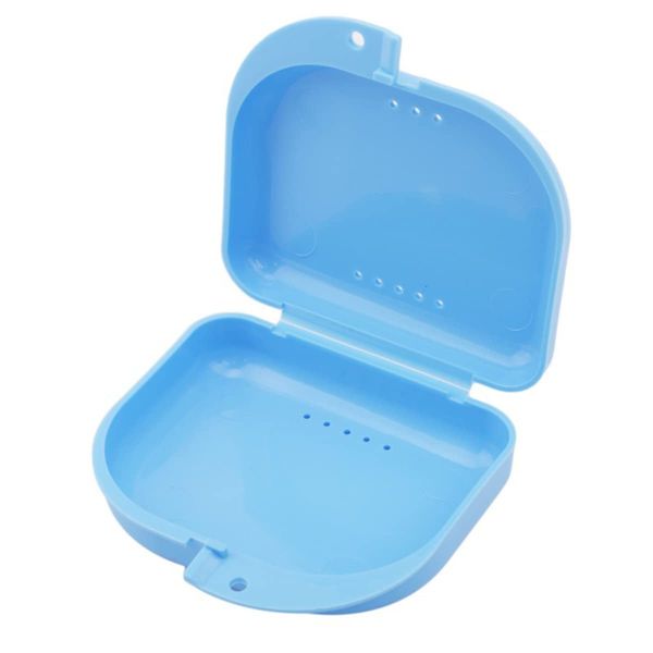 Retainer Case Portable Denture Box Teeth Mouth Tray for Slim Orthodontic Case for Mouth Guard, Braces,Dental Tray,Sports Dental Appliances,Bleaching Trays (Blue)