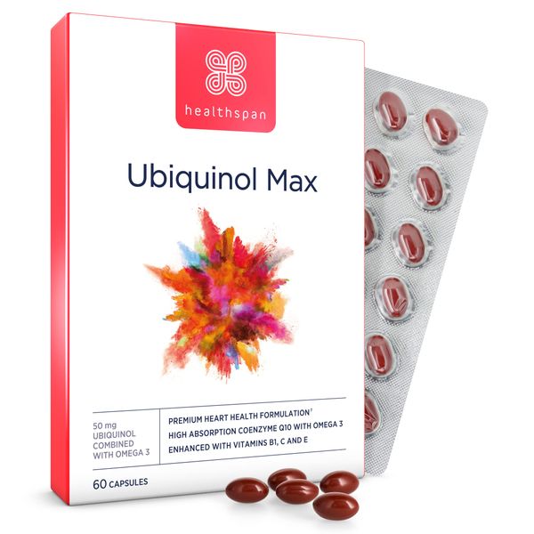 Healthspan Ubiquinol Max | 60 Capsules | with Vitamin C & Vitamin B1 | Tocotrienol Complex | Omega 3 Fish Oil | 280mg coQ10