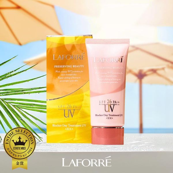 Sunscreen for face, fragrance-free, for sensitive skin, non-chemical, tone-up, Laforet Blocker Day Treatment EX Gel, no UV absorbers, substitute for foundation, 40g, SPF26/PA++