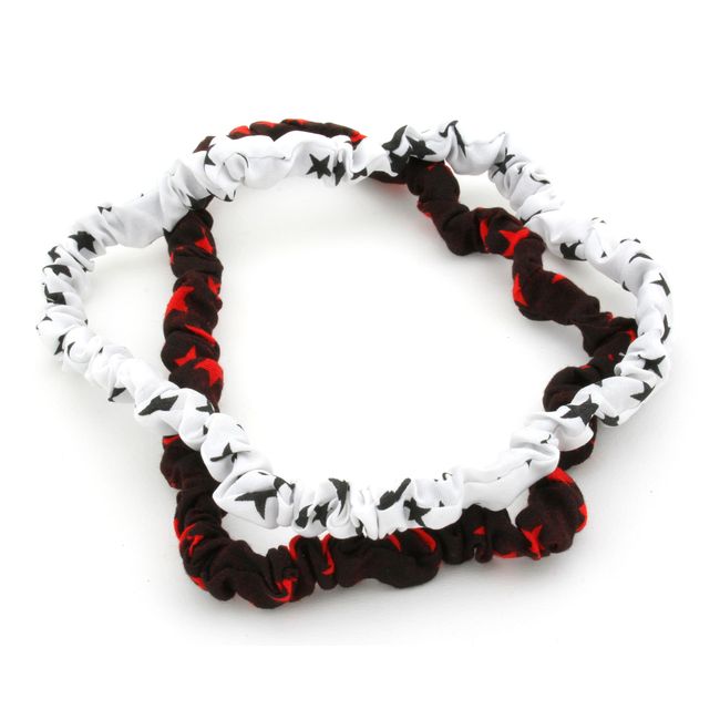 2 Fabric Scrunchie Style Head Band with Stars (Black White Red) by Zest