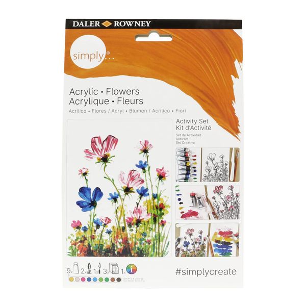 Daler-Rowney Simply Flowers Activity Set, Acrylic Paint, DIY, Make Your Own Art, Ideal as Gifts for Entry-Level Artists & Hobbyists