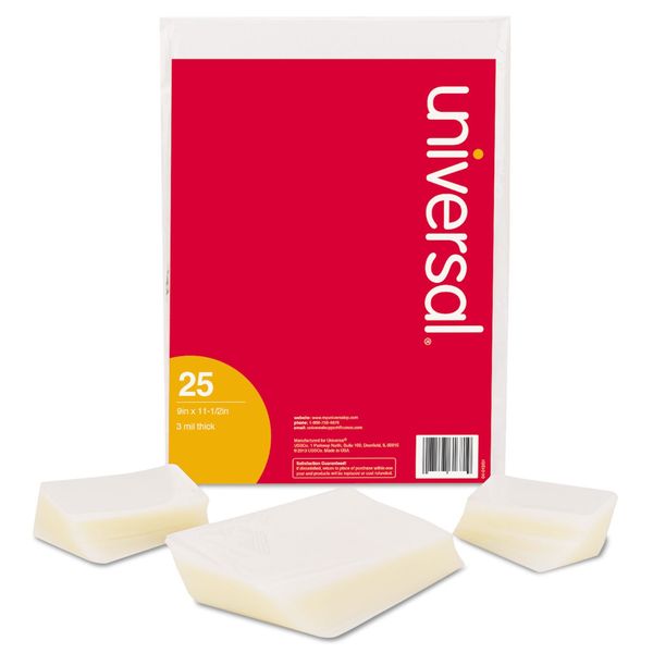 Universal UNV84630 9 in. x 14.5 in. 3 mil Laminating Pouches - Gloss Clear (25/Pack)