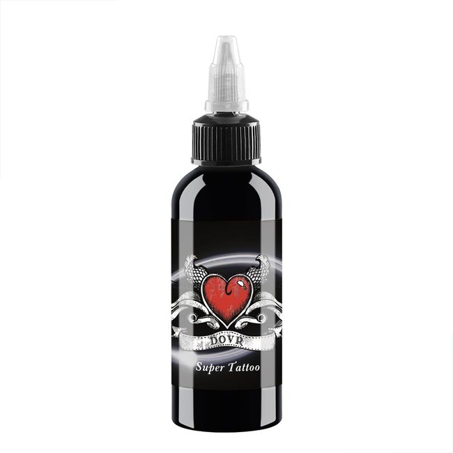 DLD Pair of Winged Hearts All Purpose Tattoo Ink Super Black Standard Pigment Permanent Tribal Line Drawing Vegan Tattoo Supplies Pure Black (1oz/30ml)