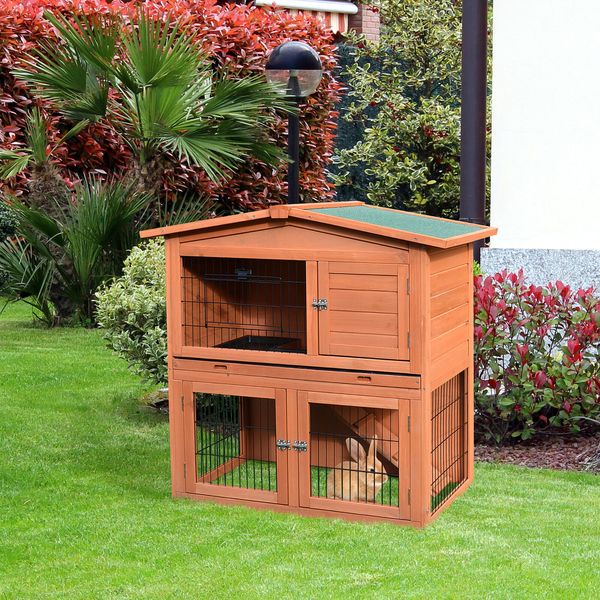 40"New A-Frame Wood Wooden Rabbit Hutch Small Animal House Pet Cage Chicken Coop