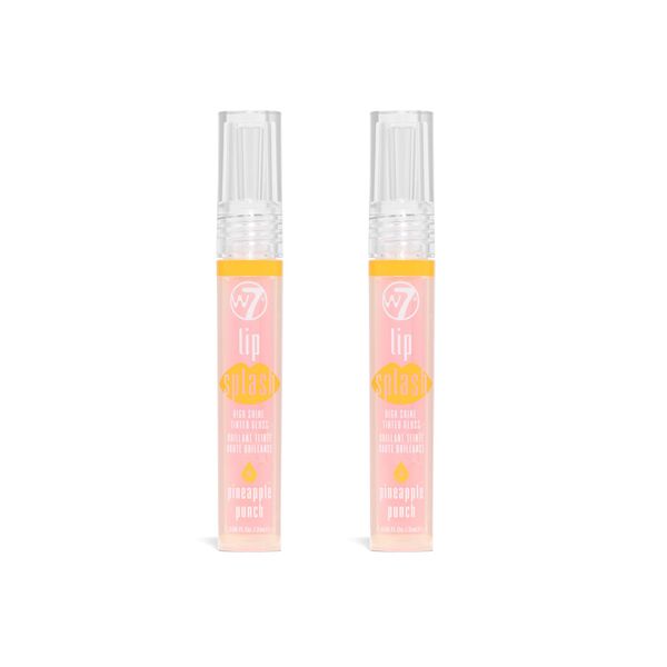 W7 Lip Splash Tinted Gloss - 2Pcs - Conditioning & Hydrating, Non-Sticky Formula - Pineapple Punch