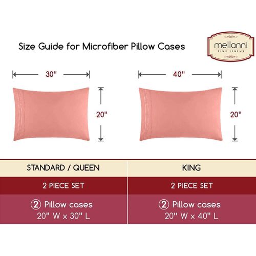 Mellanni Pillow Cases - Luxury, Extra Soft, Cooling Pillow Covers - 2 PC Iconic Collection Pillowcases - Envelope Closure (Standard/Queen 20" x 30", Coral)