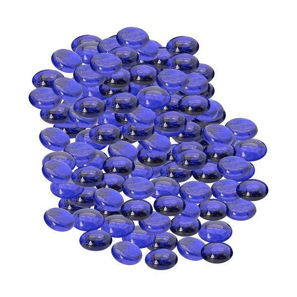 ARSUK Glass Pebbles Decorative Stones Beads Nuggets Gems Mosaic Tiles for Vases Craft Garden Bowls Fish Tank (70-80 Blue Pebbles)