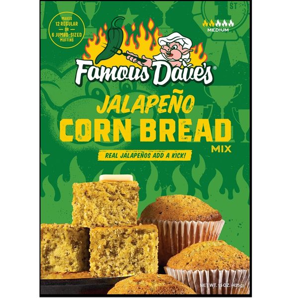 Famous Dave's JALAPENO Corn Bread Muffin Mix, 15 oz 1 Box