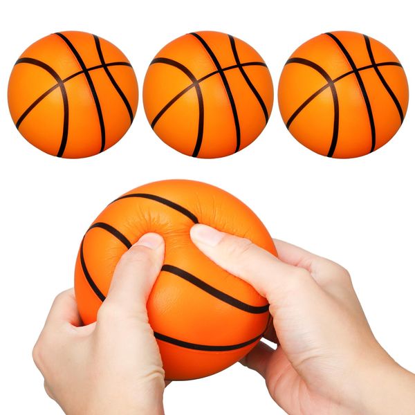 Syhood 4 Pcs 4 Inch Foam Stress Balls for Kids Adults Squeeze Sports Ball Pressure Anxiety Relief Balls Health Balls School Reward for Sports Party Favors