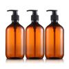 3-Pack 16oz Amber Plastic Pump Bottles – Refillable Dispensers for Soap, Lotion