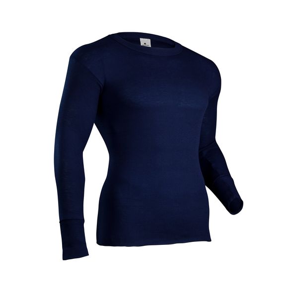 Indera Men's Polypropylene Performance Rib Knit Thermal Underwear Top, Navy, Large