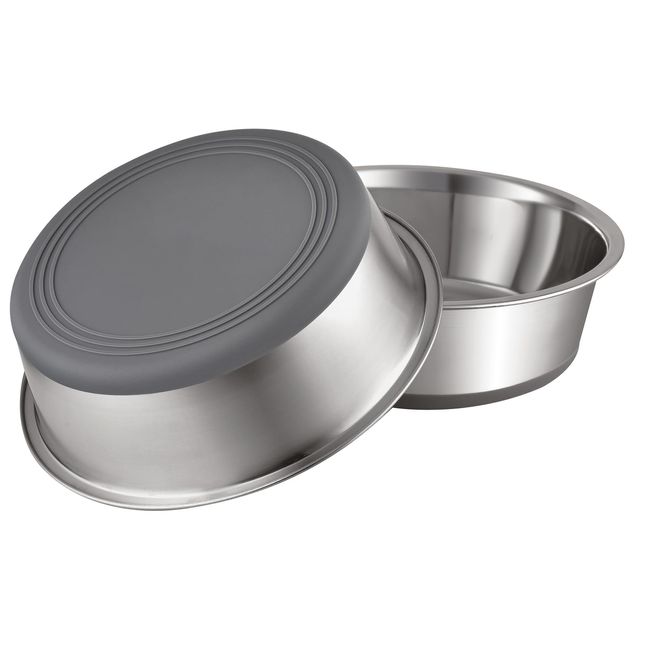 PEGGY11 Stainless Steel Metal Cat Bowls, Nonslip Rubber Bottom, Dishwasher Safe, Easy to Clean - 2 Pack, Each Holds 2 US Cup