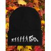 tshirtladen Dachdecker Evolution Wintermütze lustige Beanie mit Stick OneSize, Farbe: Black
