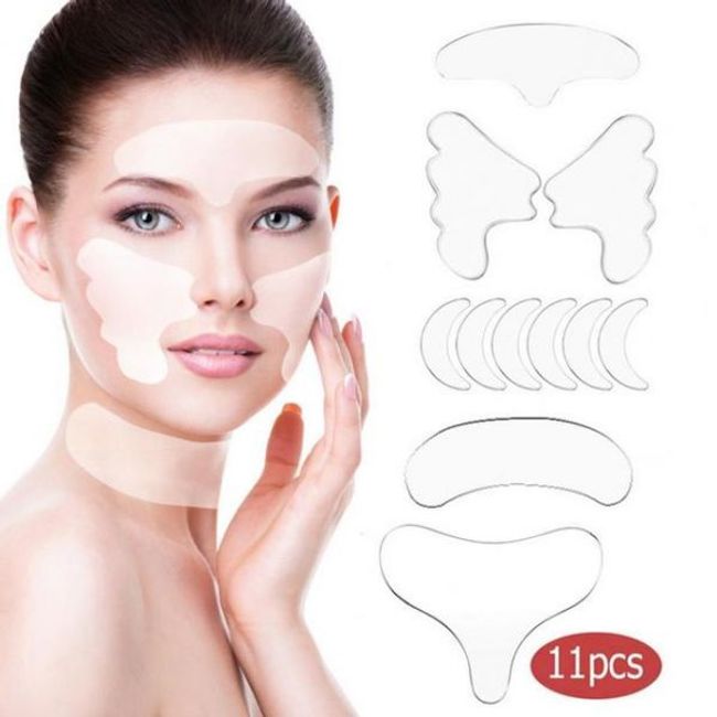 11Pcs Face Patches Frownies Reusable Anti Wrinkle Sticker Nourishing Silicone Facail Lifting Forehead Wrinkle Pads