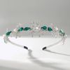 IYOU Shiny Crystal Wedding Headband Rhinestone Green Hair Band Leaf Vintage Prom Bridal Hair Accessories for Women