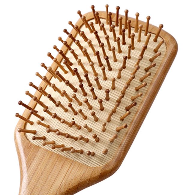 Paddle brush, hair brush, Made of pure natural bamboo, no paint coating, massage the scalp while combing hair to promote blood circulation, prevent static electricity (1pcs)