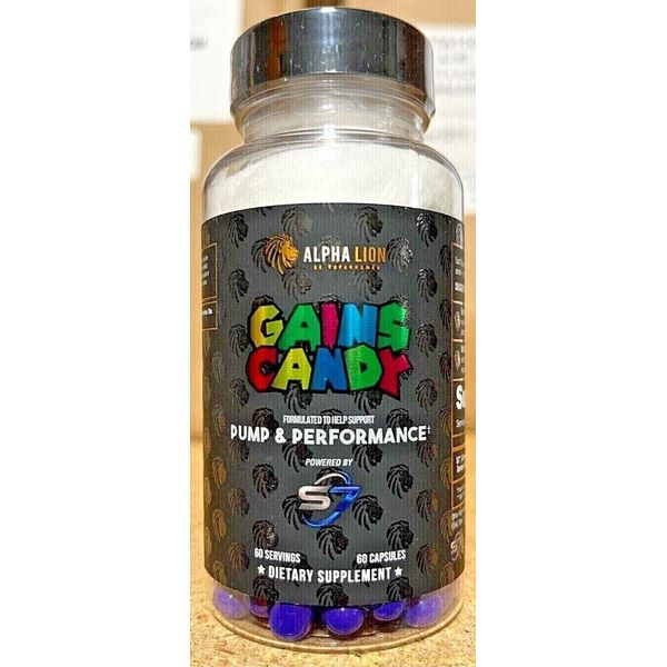 Alpha Lion Gains Candy s7 Pump & Performance Nitric Oxide Booster 60 Capsules