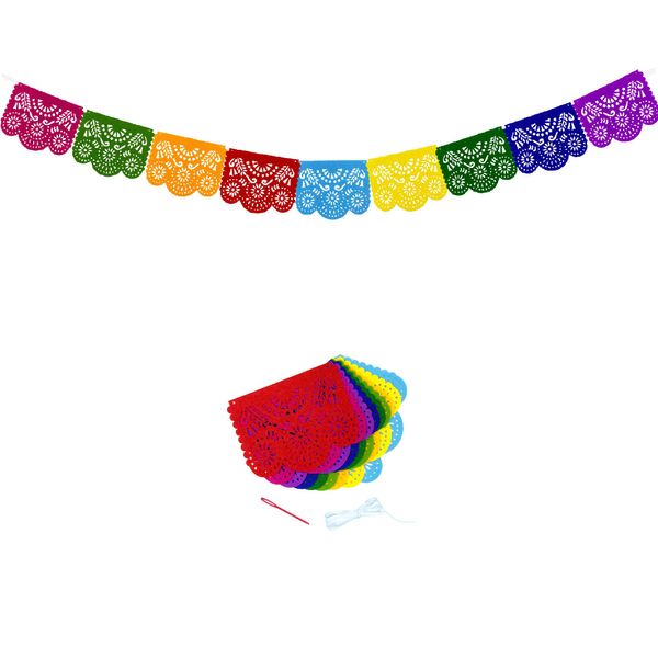 Mexican Felt Banner Picado Banner-Mexican Party Fiesta Felt Banners,Dia De Los Muertos Decorations Party Supplies (flower 2)