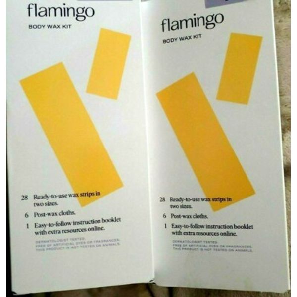 2 Flamingo Pubic Hair Wax Kit - Box of 28 Wax Strips & 6 Post-Wax Cloths