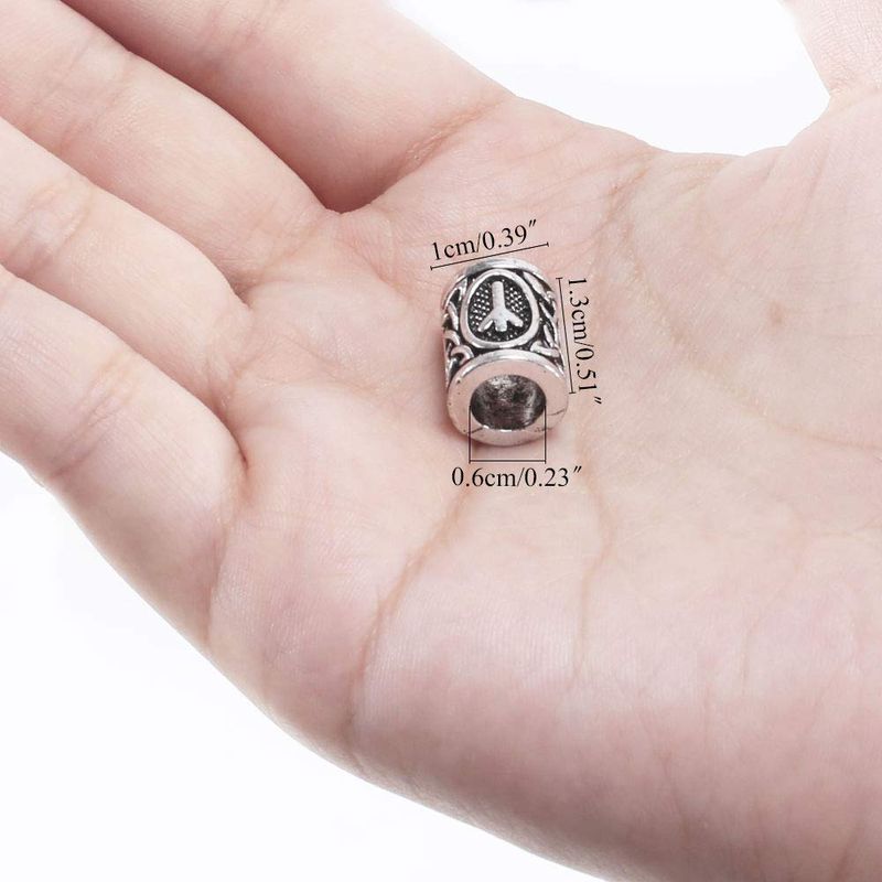 24pcs Norse Viking Runes Loose Beads For Bracelets Pendant Necklace Beard Hair E - Foto 4